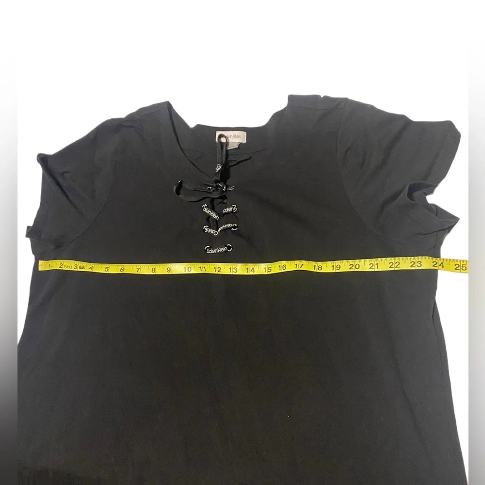 Calvin Klein T-Shirt Dress Women 1X Knee Length Short Sleeve Stretch Logo Comfy